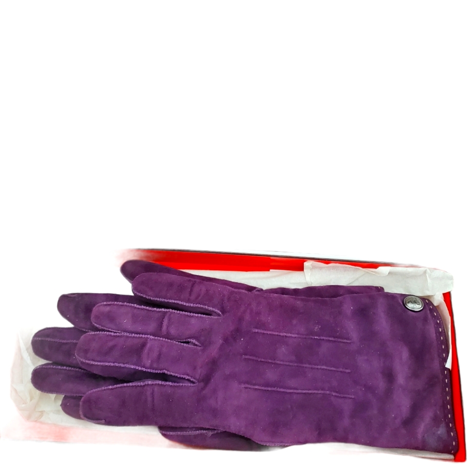 Coach Purple Suede Gloves With Coach Box